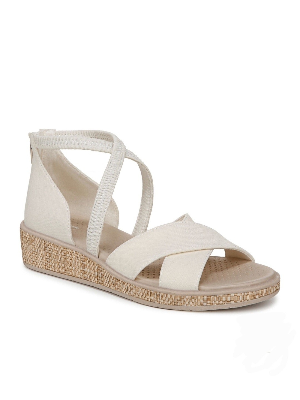 Lifestride Bali Women's Cream Cross-Strap Wedge Sandal Sz 9M New In Box
